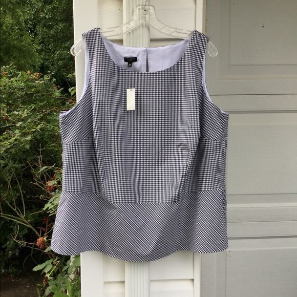 NWT Talbots Navy & White Peplum Blouse Hidden Zip - Picture 2 of 4